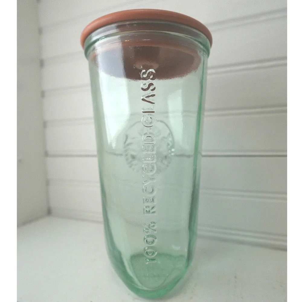 Starbucks Recycled Glass Triangle Tumbler Brown w/ Lid 16oz Preowned *NO STRAW